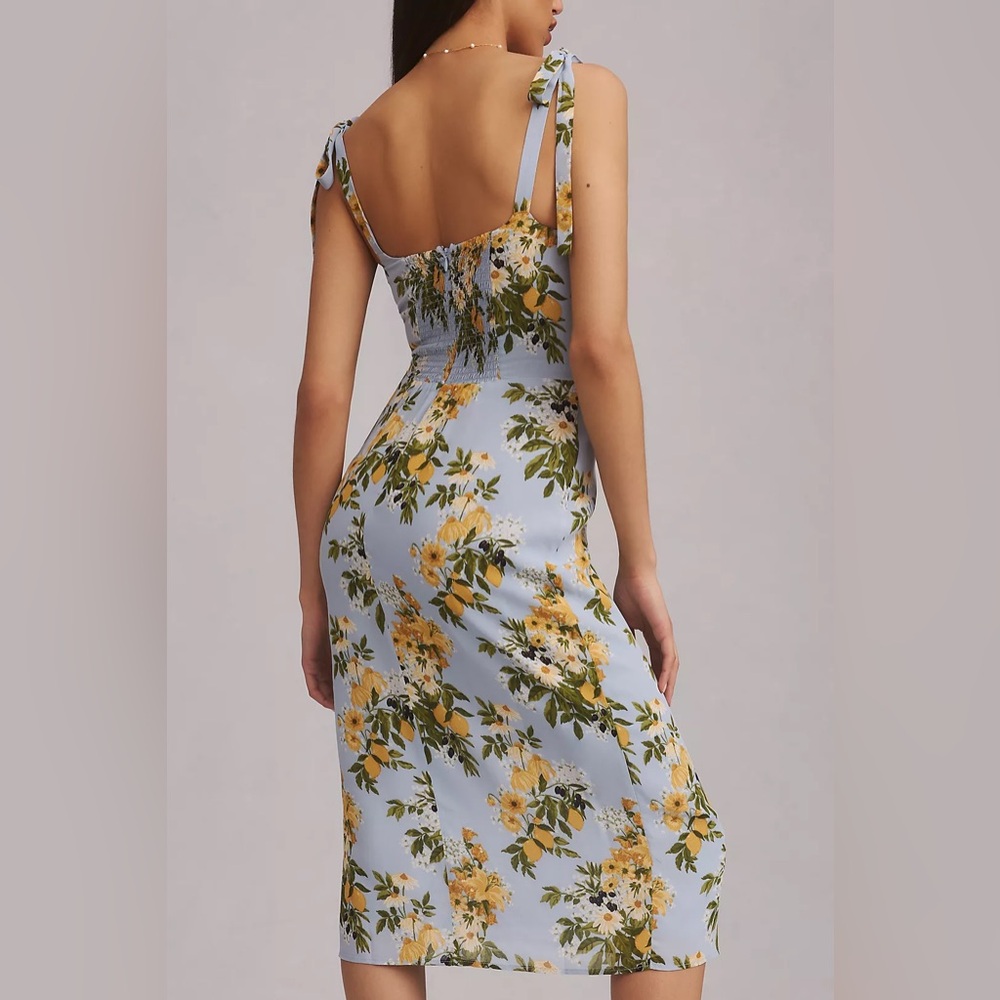 NWT Reformation Besse Dress in Amalfi Blue & Yellow | Size 12 - Picture 3 of 10